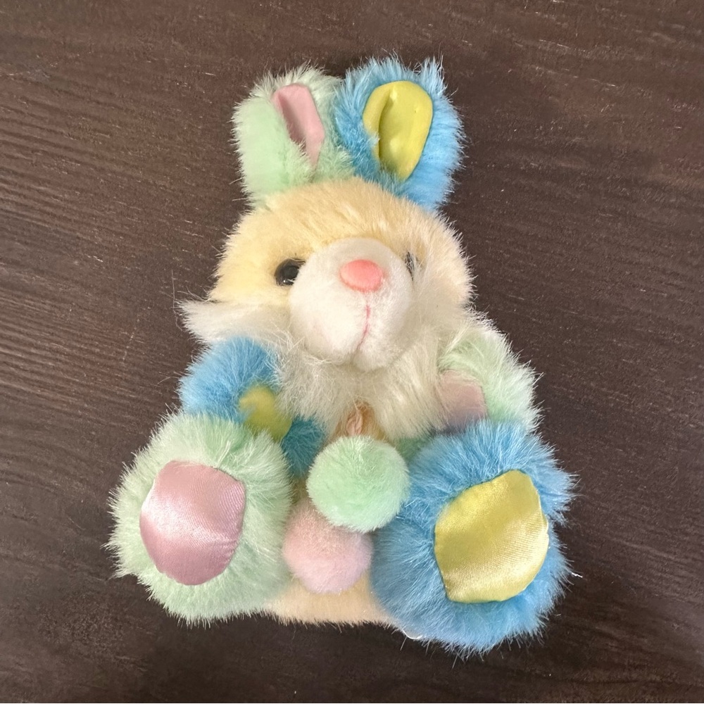 Peachtree Playthings Plush Bunny Rabbit Pastel Colorblock 7” Satin